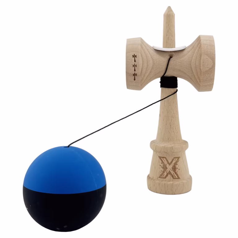 Kendama X Originala, Profesionala, Flippy, Big Cups V3, Rubber Grip, model Albastru/Negru
