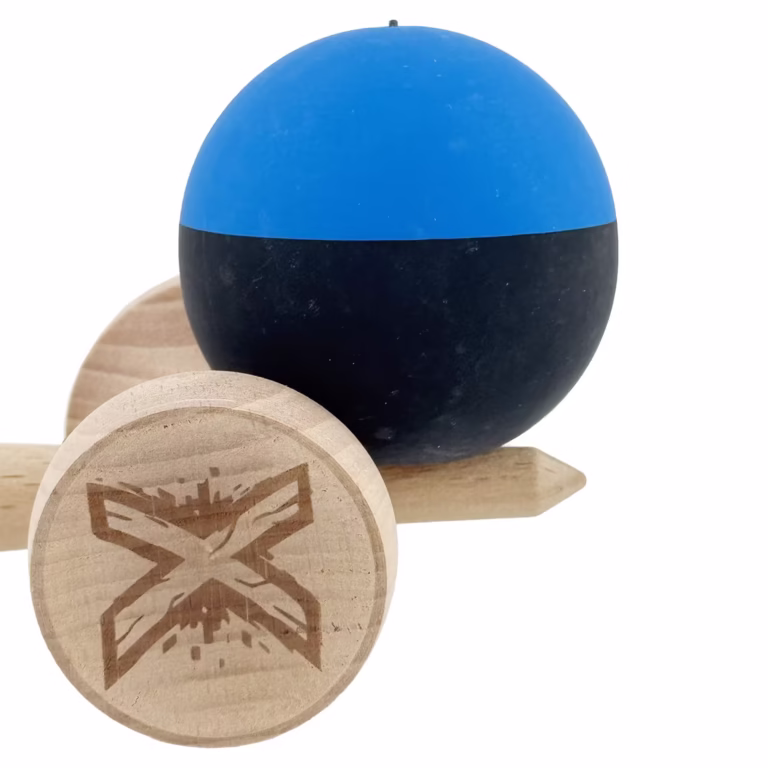 Kendama X Originala, Profesionala, Flippy, Big Cups V3, Rubber Grip, model Albastru/Negru