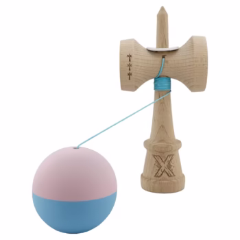 Kendama X Originala, Profesionala, Flippy, Big Cups V3, Rubber Grip, model  Roz/Bleu