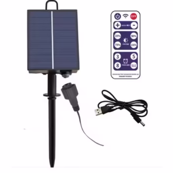 Panou Solar Pentru Instalatii Craciun, 31V, 500 mAh, Acumulator de 2400 mAh, 8 Jocuri de lumini, 14 cm x 11 cm