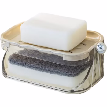 Savoniera Dubla, Flippy, 2 Straturi, Instalare fara Perforare, Agatatoare Burete, 13.5 x 8.5 x 6 cm, Bej