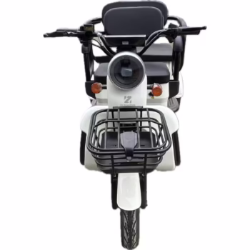 Triciclu Electric V6, Saige, Fara Permis, cu Doua Locuri, Motor 1800W, Baterie 72V24Ah, Autonomie 60km, 220x88x105 cm, Viteza Maxima 25km/h, Alb