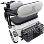 Triciclu Electric V6, Saige, Fara Permis, cu Doua Locuri, Motor 1800W, Baterie 72V24Ah, Autonomie 60km, 220x88x105 cm, Viteza Maxima 25km/h, Alb