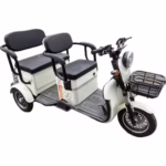 Triciclu Electric V6, Saige, Fara Permis, cu Doua Locuri, Motor 1800W, Baterie 72V24Ah, Autonomie 60km, 220x88x105 cm, Viteza Maxima 25km/h, Alb