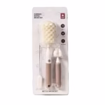 Set 3 Perii de Spalat Biberoane, Flippy, pentru Tetina, Biberon, Pai, Materiale Sigure, fara BPA, Curatare 360°, Roz