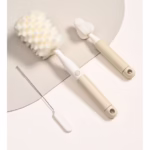 Set 3 Perii de Spalat Biberoane, Flippy, pentru Tetina, Biberon, Pai, Materiale Sigure, fara BPA, Curatare 360°, Bej