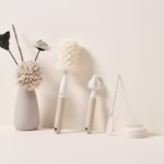 Set 3 Perii de Spalat Biberoane, Flippy, pentru Tetina, Biberon, Pai, Materiale Sigure, fara BPA, Curatare 360°, Bej