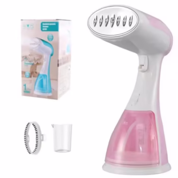 Aparat de calcat vertical cu abur Esino LC 201, 1500 W, 300 ml, Abur 27 gr/min, Alb/Roz