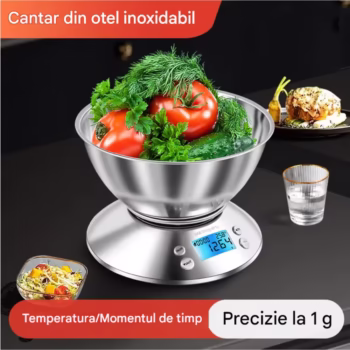 Cantar de bucatarie Arvada® SmartWeigh XF-07, Display iluminat, Functie tara, Functie temperatura, dimensiune 20x20x15cm 5...
