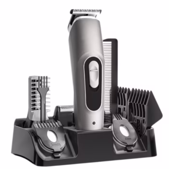 Masina De Tuns Si Ras Arvada® Voguee Pro, Lame Inox 304, Profesional, Barba, Cap, Inghinal, Fara Fir, 6500 300+- RPM, Acumulator Aparat 600mAh, Trimmer Nas Inclus, 12 Accesorii, Argintiu