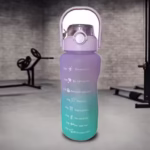 Sticla portabila motivationala plastic/tritan cu pai si marcator timp 2l pt sala,parcuri,scoala ,fitness,calatorii, albastru/mov