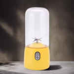 Mini Blender Electric, MYRIVER, 35W, 1800 RPM, portabil, multifunctional, Auto-curatare, Autonomie Mare, Capacitate 410 ml, 6 Lame 3D, acumulator, galben