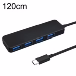 Hub Type C 3.0 5 Gbps cu 4 porturi pentru laptop, Xbox, unitate flash, HDD, consola, imprimanta, camera, tastatura, mouse, negru