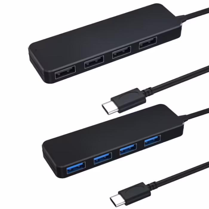 Hub Type C 3.0 5 Gbps cu 4 porturi pentru laptop, Xbox, unitate flash, HDD, consola, imprimanta, camera, tastatura, mouse, negru