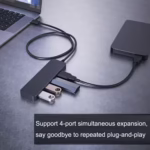 Hub Type C 3.0 5 Gbps cu 4 porturi pentru laptop, Xbox, unitate flash, HDD, consola, imprimanta, camera, tastatura, mouse, negru