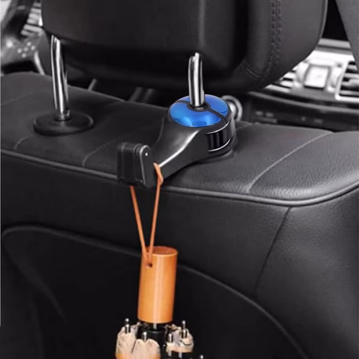 Carlig multifunctional pentru agatarea gentilor, hainelor, telefoanelor in masina, YDM, albastru