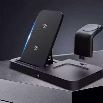 Incarcator wireless fast charge Generic, 3 in1, putere 15W pentru telefon, Apple Watch 2/3/4/5/6/7/8/SE, Airpods, Negru