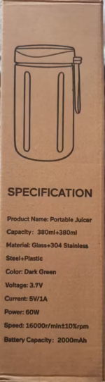 Mini Blender Electric, Kerisson Easy Mix, extra pahar borosilicat rezerva, 60 W, 16.000 RPM, Portabil, Multifunctional, Au...