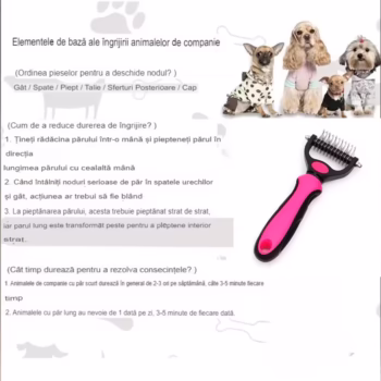 Set ingrijire animale de companie OnePet marime S, 6 dinti, compus din pieptene descalcitor, cleste, pila, pentru curatare...