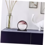 Decoratiune casa, birou tip clepsidra, sticla/nisip 3D, 26×27 cm, grena/negru