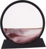 Decoratiune casa, birou tip clepsidra, sticla/nisip 3D, 26×27 cm, grena/negru