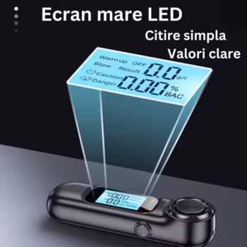Etilotest AEC AM01 , fara contact, Nu necesita rezerve, Acuratete +/- 0.01% BAC, Display LCD color, Autonomie baterie 200 testari, Indicator risc, 8x2x1.5 cm, negru mat