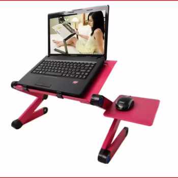 Masuta laptop Tronsmart YL-807 inaltime reglabila, din aluminiu cu sistem dublu ventilatie tip coller USB , 3 picioare, suport reglabil mouse, 42 x 26 cm, roz