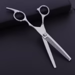 Set profesional 6 in 1 OnePet, cu foarfeci tuns caini sau pisici, foarfeca cu varf rotund siguranta anti-ranire, pieptene inclus, argintiu