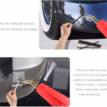 Trusa Aparat sudat plastic, Pistol Profesional pentru lipit/sudat plastic Starline GV HL-PW01 , kit pentru repararea fisurilor din plastic in general masini si auto, polipropilena, putere 100w, rosu