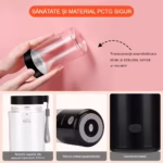 Mini Blender Electric, Kerisson Easy Mix, 80W, 20.000 RPM, portabil, multifunctional, Auto-curatare, Autonomie Mare, Capacitate 420ml, 6 Lame 3D, acumulator 4000 mAH, negru