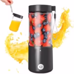 Mini Blender Electric, Kerisson Easy Mix, 80W, 20.000 RPM, portabil, multifunctional, Auto-curatare, Autonomie Mare, Capacitate 420ml, 6 Lame 3D, acumulator 4000 mAH, negru