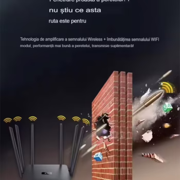 Router wireless NBKEY MK1200 , 6 antene, 1000Mbps Full Gigabit, Dual Band 2.4G&5G, protocol 802.11n MU-MIMO, Wi-Fi Wave2, negru