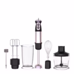 Set Blender vertical profesional 6 in 1 Glory HB-8001 cu putere 600W, Lama din Otel inoxidabil, Silentios, 12 trepte de viteza, Functie Turbo, Cana 600ml, Tocator 500ml, Accesoriu pentru Spumat laptele, Multifunctional, Negru