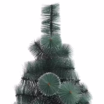 Brad de Craciun artificial pin verde cu spice albe, Perfect Holiday, 150 cm, suport inclus