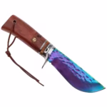 Cutit de vanatoare DEPOX®, Rose Accuracy, damasc, 22 cm, lemn trandafir, multicolor, husa piele