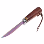 Cutit de vanatoare DEPOX®, Rose Accuracy, damasc, 22 cm, lemn trandafir, multicolor, husa piele