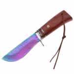 Cutit de vanatoare DEPOX®, Rose Accuracy, damasc, 22 cm, lemn trandafir, multicolor, husa piele