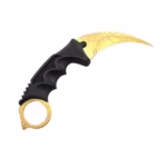 Cuțit Karambit de antrenament, model auriu, design pânză de păianjen, 18,5 cm