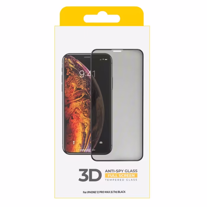 Folie de sticla securizata DEPOX® pentru protectie compatibila iPhone 12 Pro Max, 3D, Anti-spy, neagra, acoperire full-cover