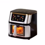 Friteuză cu aer cald Air Fryer, 10L, 1400W, DEPOX®, ecran tactil LCD, geam vizual, temperatură reglabilă, timer, inox, negru