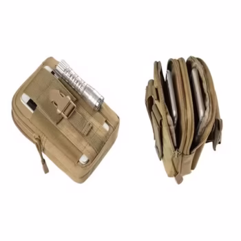 Geanta tactica militara, poliester, capacitate 1 l, 18 cm, bej