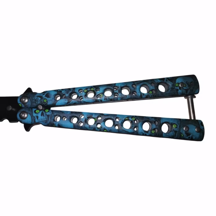 Briceag fluture, Scared Skulls, pentru antrenament, 22 cm, albastru