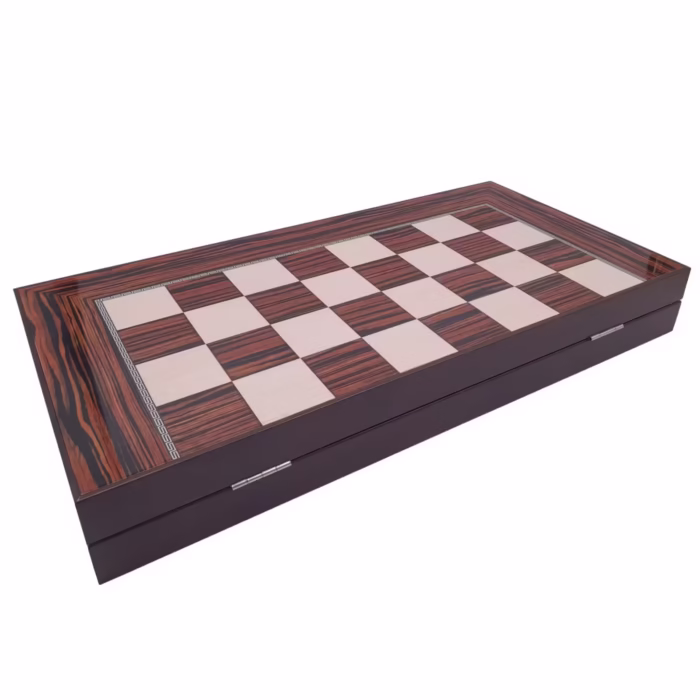 Joc table si dame DEPOX®, Backgammon Expert, lemn lucios, inchidere magnetica, 48 cm, maro