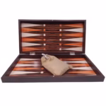 Joc table si dame DEPOX®, Backgammon Expert, lemn lucios, inchidere magnetica, 48 cm, maro