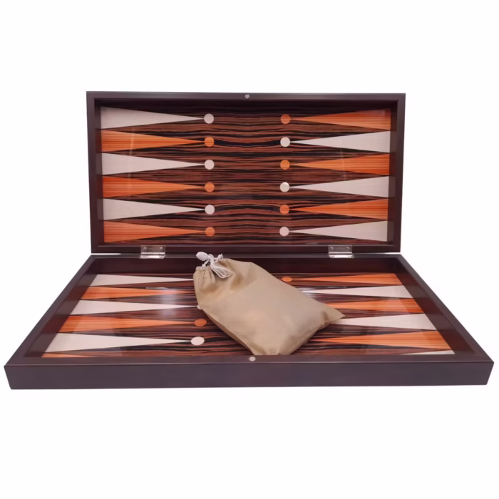 Joc table si dame DEPOX®, Backgammon Expert, lemn lucios, inchidere magnetica, 48 cm, maro