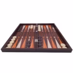 Joc table si dame DEPOX®, Backgammon Expert, lemn lucios, inchidere magnetica, 48 cm, maro