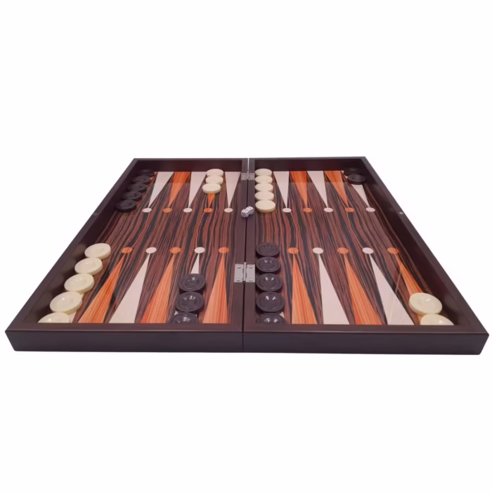 Joc table si dame DEPOX®, Backgammon Expert, lemn lucios, inchidere magnetica, 48 cm, maro