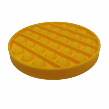 Jucarie antistres, Pop it, silicon, 13 cm, galben, bila marble inclusa