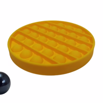 Jucarie antistres, Pop it, silicon, 13 cm, galben, bila marble inclusa