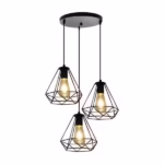 Lustra vintage cu 3 pendule, 3x40W, Neagră, Lumină Caldă/Rece/Naturală